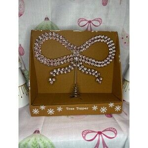 Pink Bow Rhinestone Jeweled Tree Topper